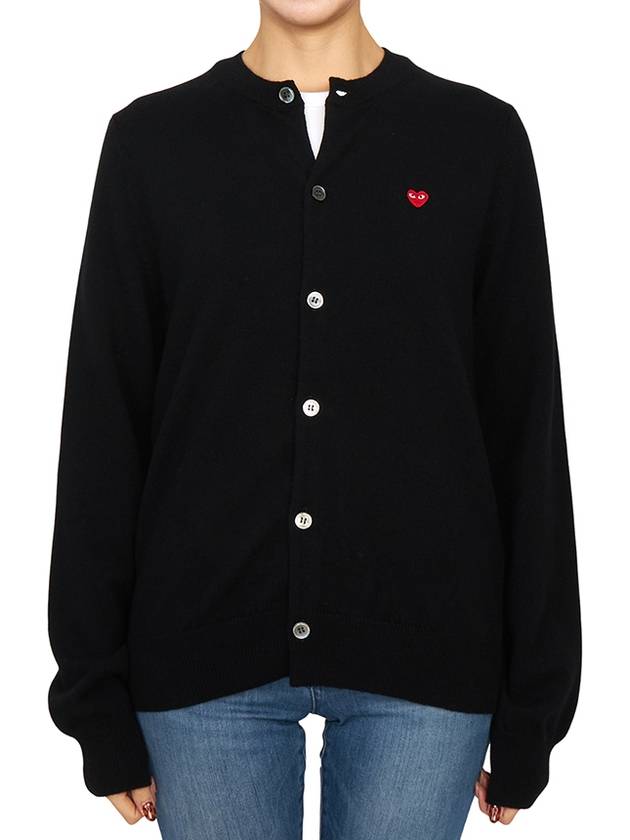 Women's Small Red Wappen Cardigan P1 N079 1 Black - COMME DES GARCONS PLAY - BALAAN 3