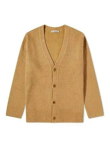 Wool Cotton Blend V neck Cardigan Brown Navy B60277 - ACNE STUDIOS - BALAAN 1