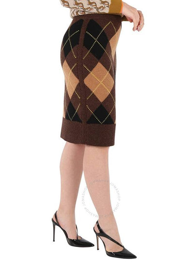 Burberry Ladies Argyle Intarsia Wool Cashmere Pencil Skirt, Size Medium - BURBERRY - BALAAN 2