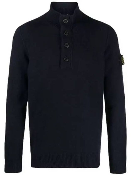 Wappen Patch Button Knit Top Navy - STONE ISLAND - BALAAN 2