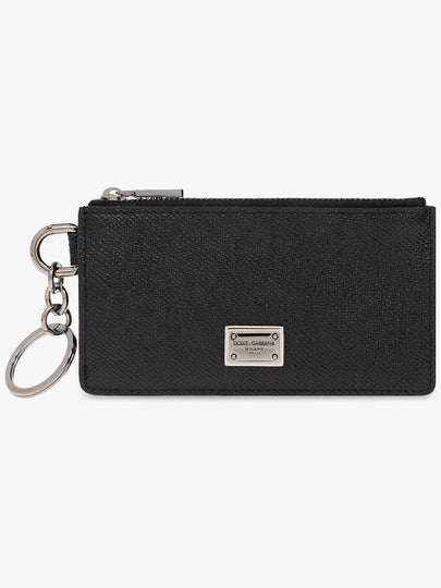 Men's Ring Logo Tag Calfskin Card Wallet Black - DOLCE&GABBANA - BALAAN 2