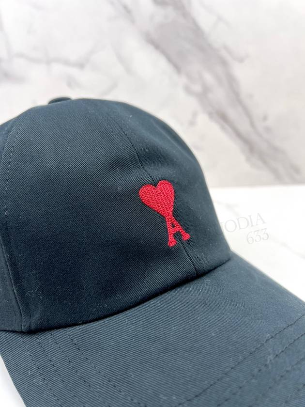 Embroidery Heart Logo Ball Cap Black - AMI - BALAAN 9