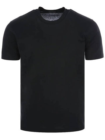 22FW BA201 TFJ320 K09 Silk Cotton Blend Black Short Sleeve TShirt - TOM FORD - BALAAN 1