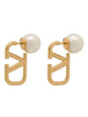 V Logo Signature Metal Resin Earrings Gold - VALENTINO - BALAAN 1