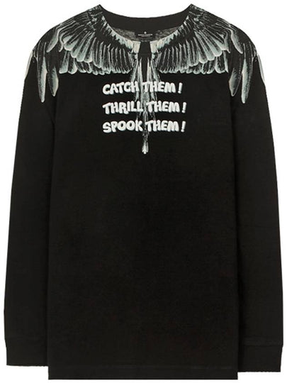 Catch Them Wings Printed Long Sleeve T-Shirt Black - MARCELO BURLON - BALAAN 2