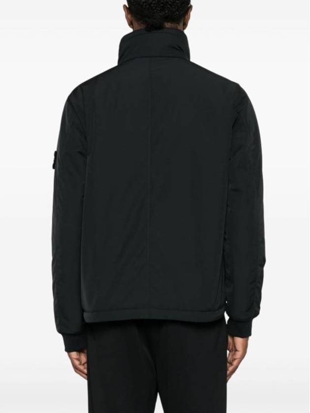 Logo Micro Twill Zip Up Jacket Black - STONE ISLAND - BALAAN 4