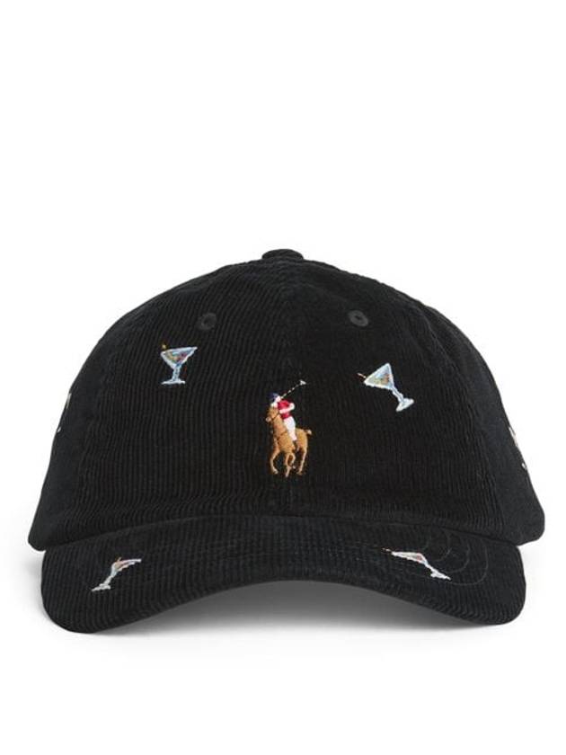 Pony Embroidery Corduroy Ball Cap Black - POLO RALPH LAUREN - BALAAN 1