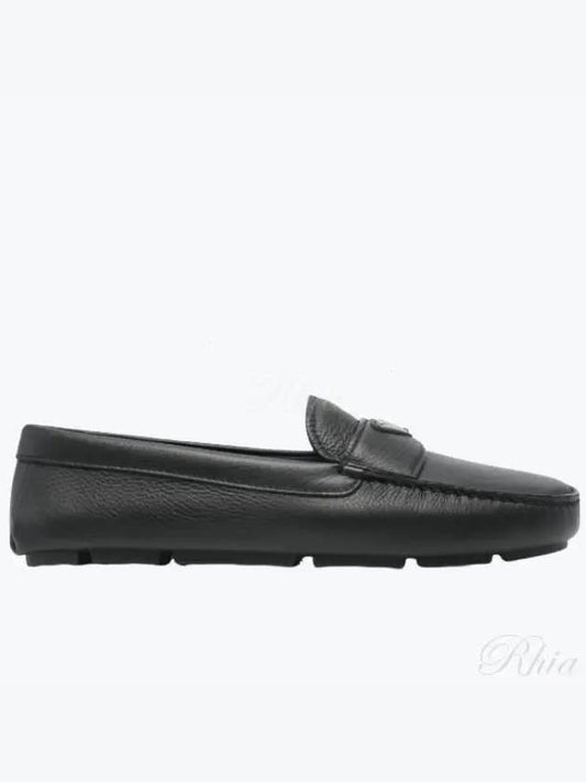 Triangle Logo Leather Driving Shoes Black - PRADA - BALAAN 2