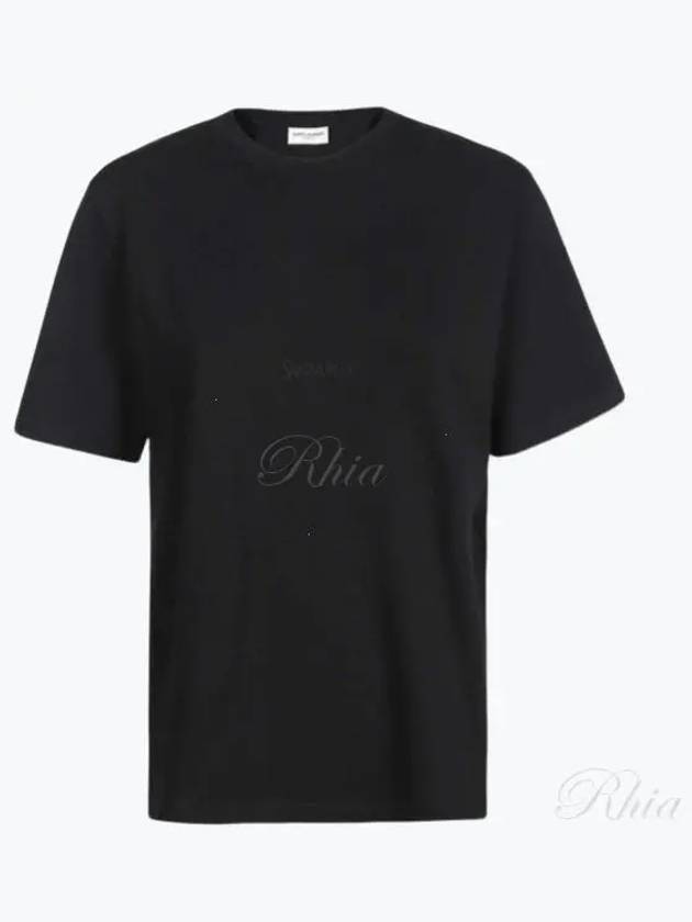 Crew Neck Cotton Short Sleeve T-shirt Black - SAINT LAURENT - BALAAN 2