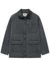 Medicine leather collar washed French work jacket CHARCOAL - WEST GRAND BOULEVARD - BALAAN 2