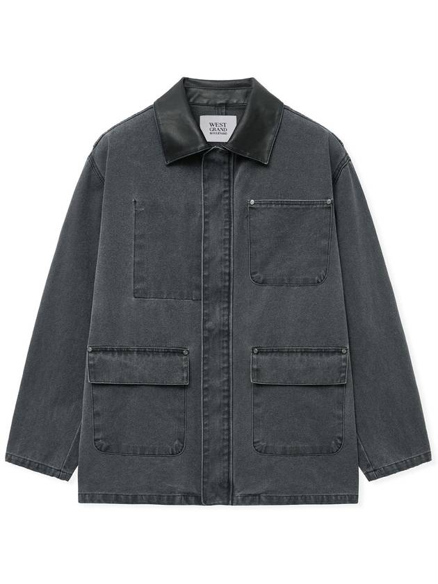 Medicine leather collar washed French work jacket CHARCOAL - WEST GRAND BOULEVARD - BALAAN 1