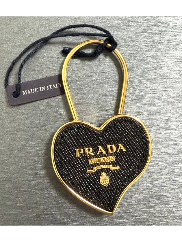 Heart Saffiano Leather Key Holder Black - PRADA - BALAAN 6