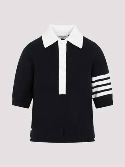 Cotton 4-Bar Hector Polo T- Shirt Navy - THOM BROWNE - BALAAN 2