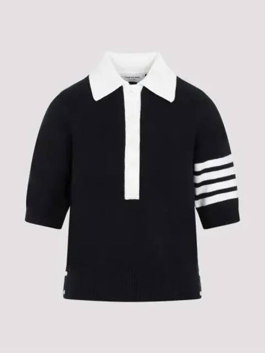 Cotton 4-Bar Hector Polo T- Shirt Navy - THOM BROWNE - BALAAN 2