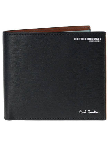 Saffiano Two-Tone Half Wallet Black - PAUL SMITH - BALAAN 1