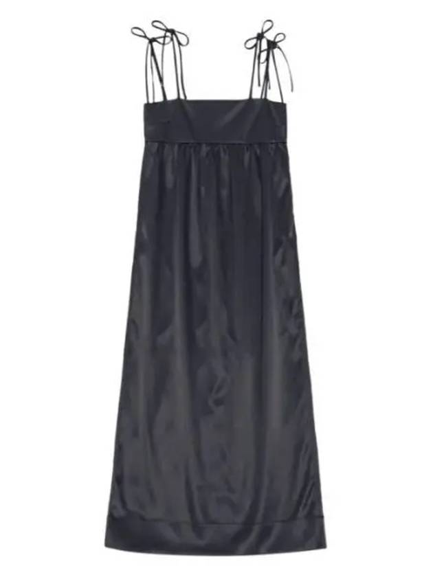 Double Satin String Long Dress Black - GANNI - BALAAN 2