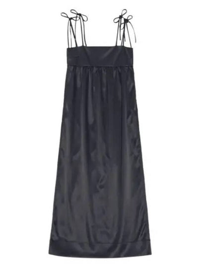 Double Satin String Long Dress Black - GANNI - BALAAN 2