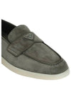 Triangle Logo Suede Loafers Grey - PRADA - BALAAN 5