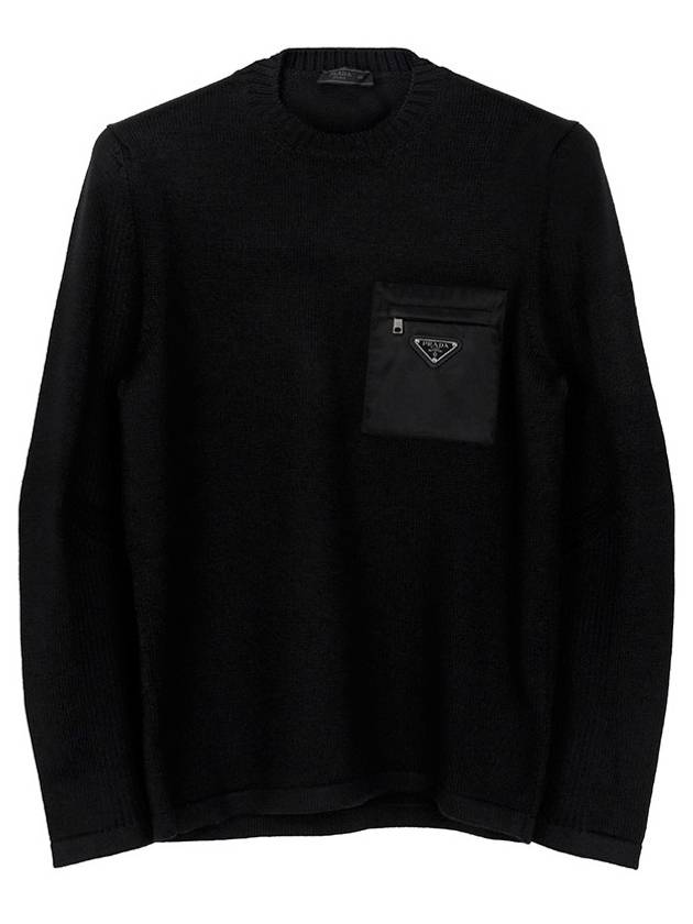 Triangle Logo Pocket Knitted Sweater Black - PRADA - BALAAN 2