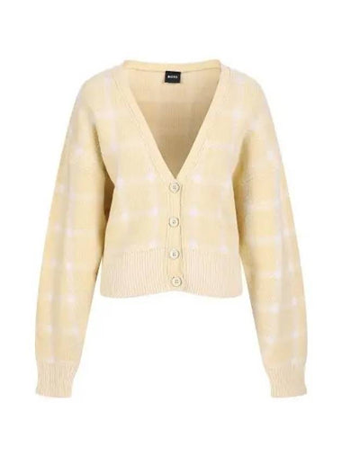 Women s check pattern V neck cardigan 50509935 976 - BOSS - BALAAN 1