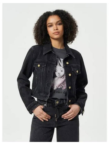 Heavy denim crop spring fall jacket black domestic product GM0024011576881 - GANNI - BALAAN 1