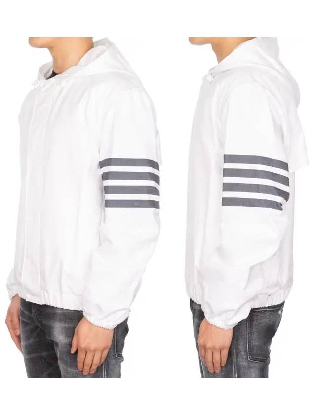 4 Bar Cotton Hooded Jacket White - THOM BROWNE - BALAAN 5