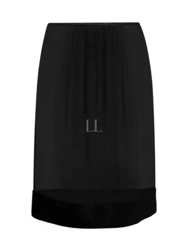 Semi Sheer Silk H-Line Skirt Black - SAINT LAURENT - BALAAN 2