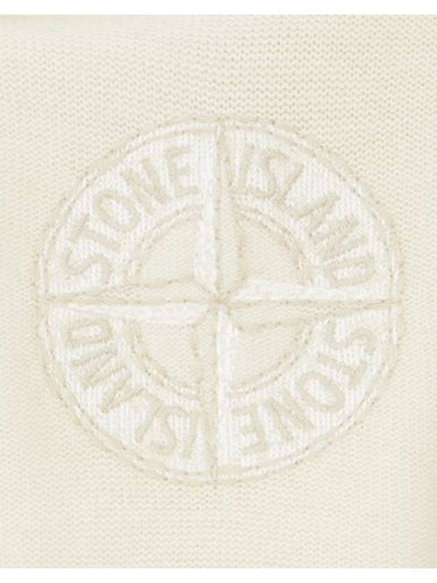 Embroidered Logo Crew Neck Lambswool Knit Top Ivory - STONE ISLAND - BALAAN 5