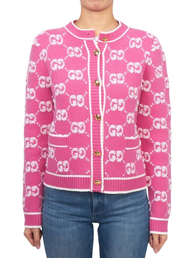 GG Boucle Jacquard Cardigan Pink - GUCCI - BALAAN 3