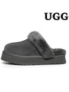 Women's Diskett Fleece Platform Slippers Grey - UGG - BALAAN 2