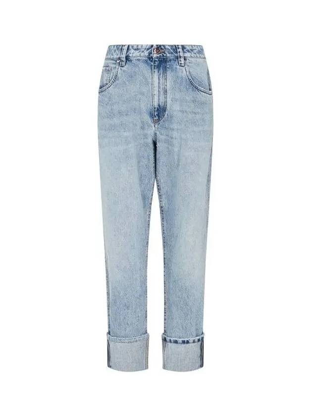 Women s straight washed denim pants indigo 271492 - BRUNELLO CUCINELLI - BALAAN 1