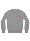 Play Red Heart Logo Print Wool Cardigan Gray - COMME DES GARCONS - BALAAN 2