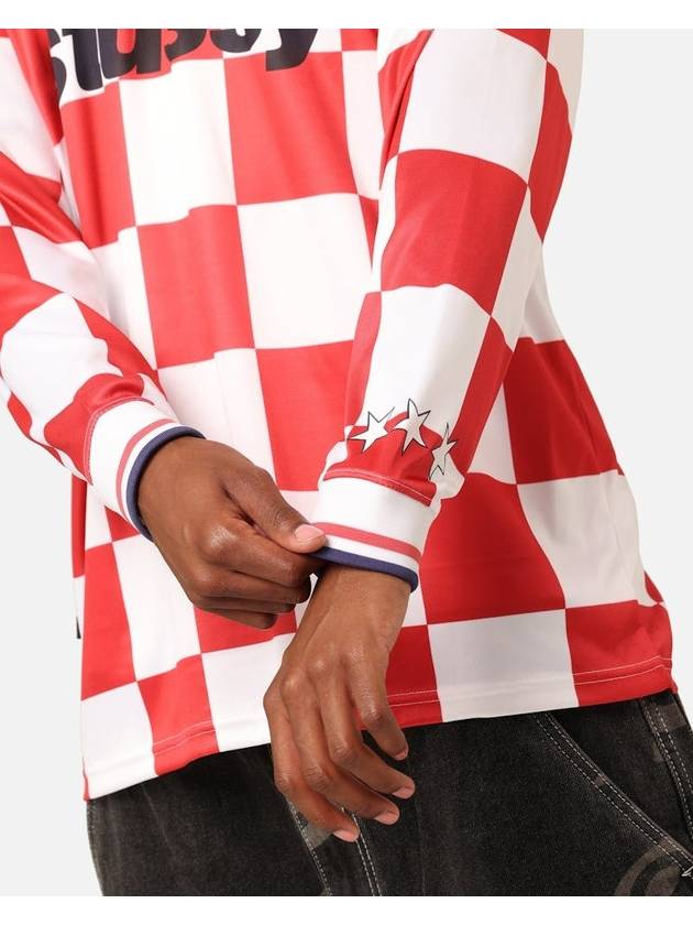 AU Australia Football Polo Long Sleeve T Shirt ST0M0476 White Red Check MENS S - STUSSY - BALAAN 7