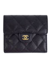 Small Classic Flap Wallet Grained Calfskin & Gold Black - CHANEL - BALAAN 1