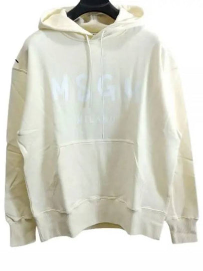 Milano Brushed Logo Print Cotton Hoodie White Ivory - MSGM - BALAAN 2