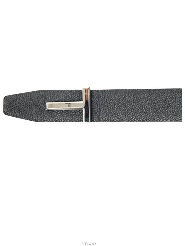 Sliver Soft Grain Leather T Icon Belt Brown Black - TOM FORD - BALAAN 5