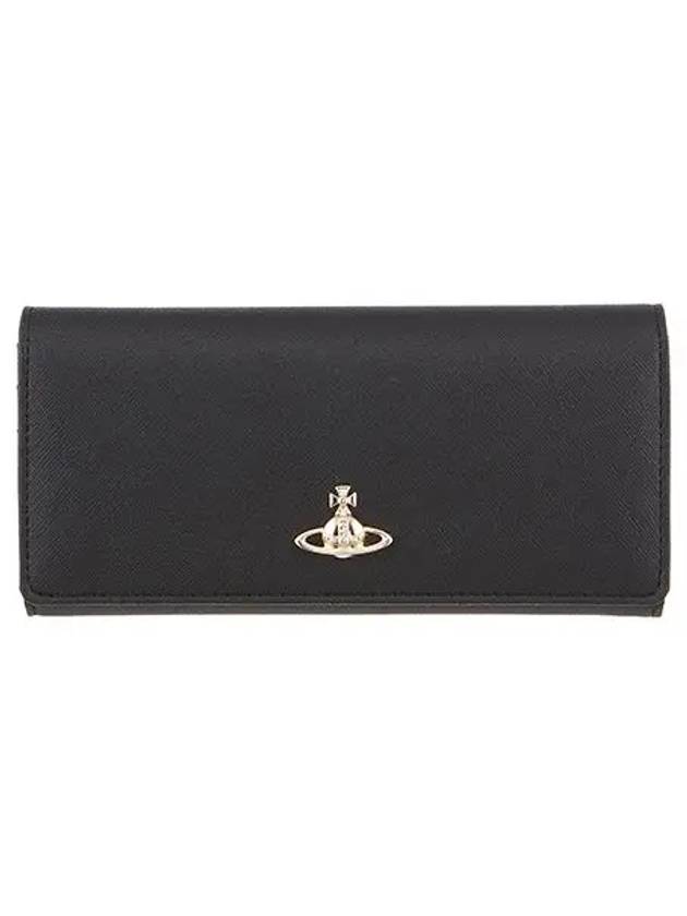 Logo Saffiano Vegan Biogreen Long Wallet Black - VIVIENNE WESTWOOD - BALAAN 2