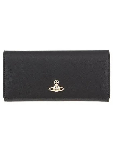 Logo Saffiano Vegan Biogreen Long Wallet Black - VIVIENNE WESTWOOD - BALAAN 1