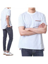 Striped Jersey Pocket Short Sleeve T-Shirt Light Blue White - THOM BROWNE - BALAAN 2