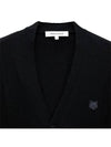 Bold Fox Head Patch V Neck Wool Cardigan Black - MAISON KITSUNE - BALAAN 4