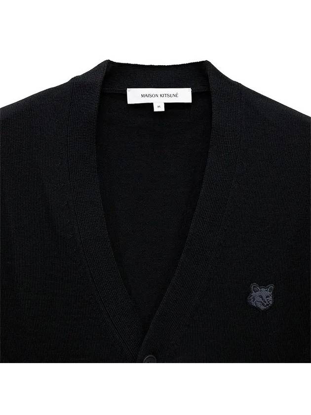 Bold Fox Head Patch V Neck Wool Cardigan Black - MAISON KITSUNE - BALAAN 4