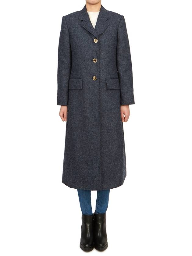 Solid Shetland Wide Lapel Single Coat Blue - THOM BROWNE - BALAAN 3