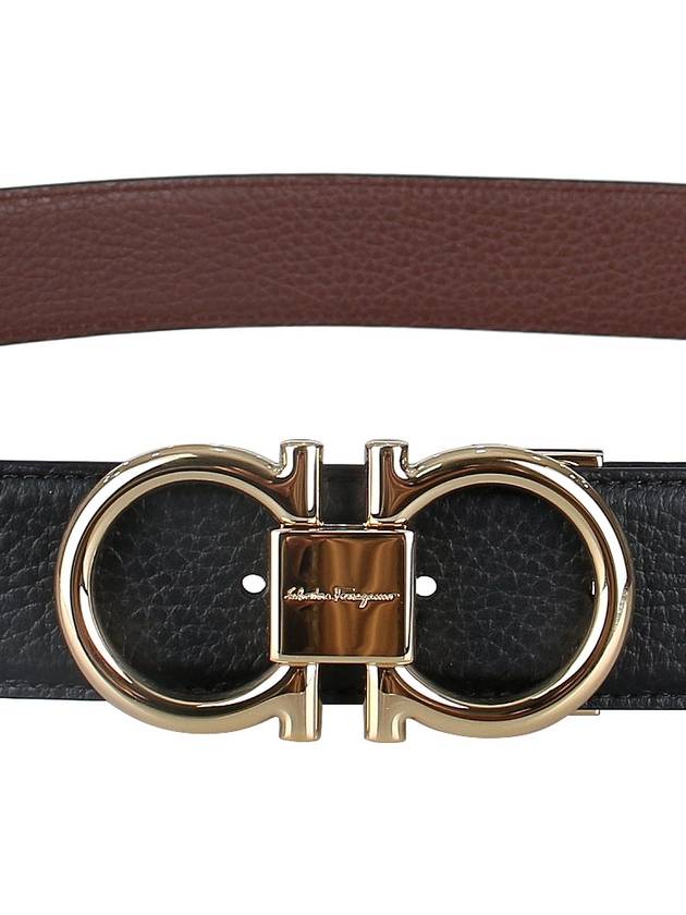 Gancini Reversible Adjustable Calfskin Leather Belt Black Brown - SALVATORE FERRAGAMO - BALAAN 8