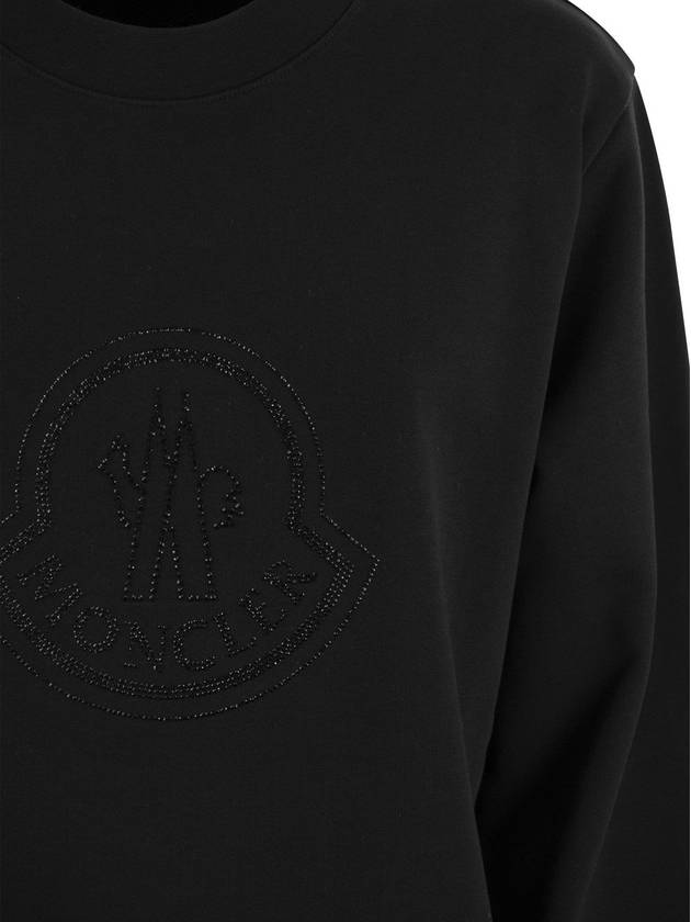 Crystal Logo Cotton Sweatshirt Black - MONCLER - BALAAN 5