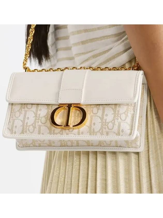 30 Montaigne East West Oblique Jacquard Chain Shoulder Bag Latte - DIOR - BALAAN 5