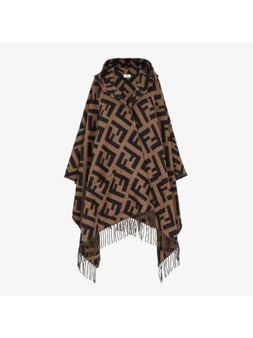 Brown Cashmere Poncho FXX711AEOSF0QE1 - FENDI - BALAAN 1