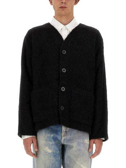 Mohair V-Neck Relaxed Fit Wool Cardigan Black - OUR LEGACY - BALAAN 2