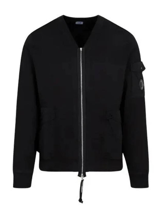 Men's Logo Patch Zip-Up Jacket Black - CP COMPANY - BALAAN 2