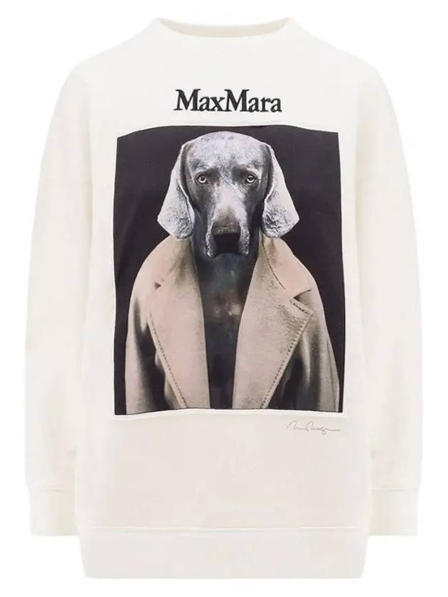 Embroidered Logo Crewneck Sweatshirt White - MAX MARA - BALAAN 2