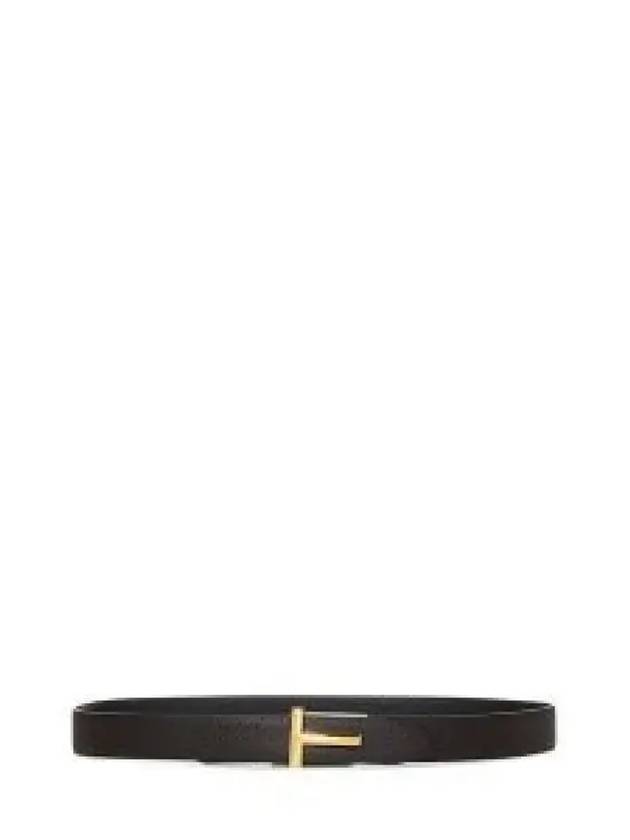 T Logo Reversible Leather Belt Black Brown - TOM FORD - BALAAN 2